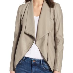 BB Dakota drapey faux leather taupe jacket